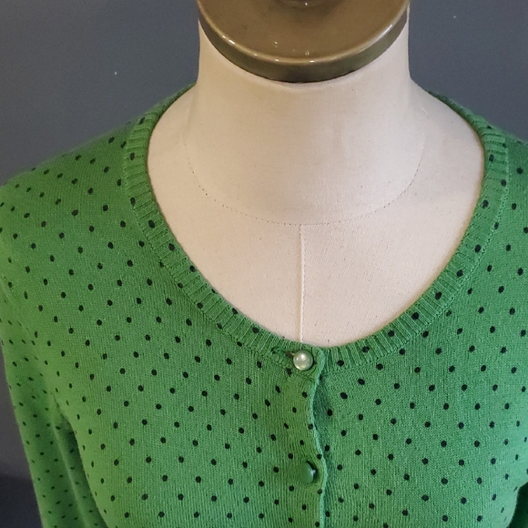 L.L. Bean Green Cardigan Buttondown Sweater Sz M - Picture 5 of 13